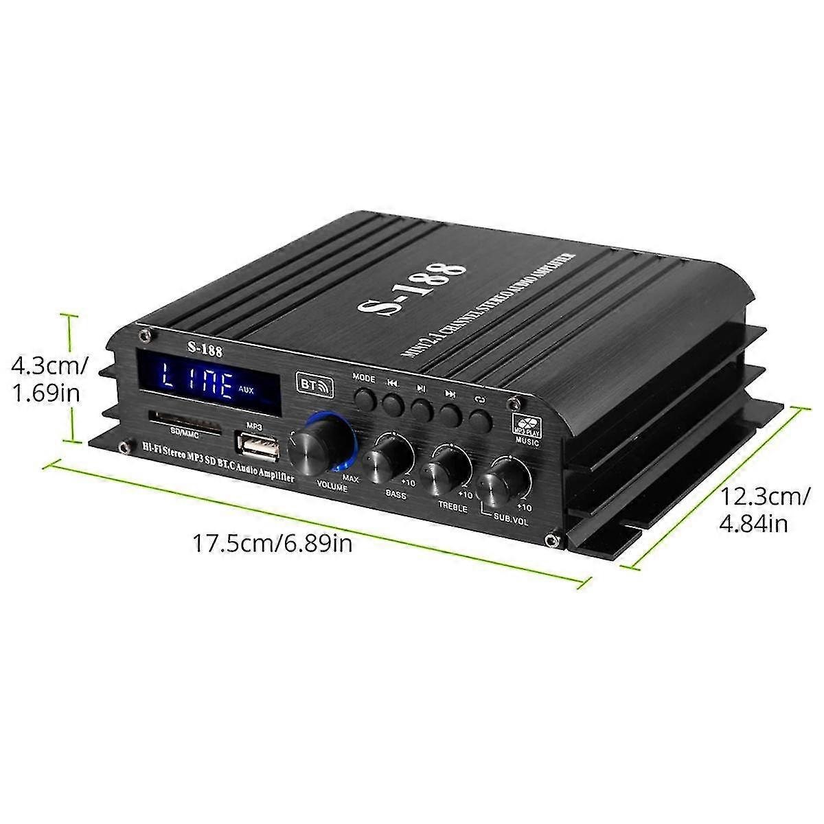 90w S-188 Bluetooth Stereo Hifi Amplifier 2.1 Ch Audio Power Amplifier