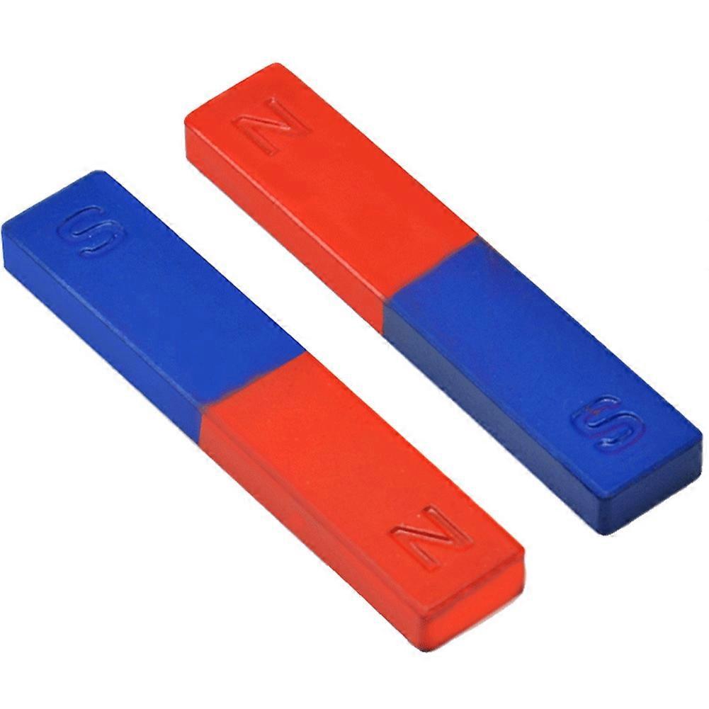 2Pcs/Set Physics Experiment Pole Teaching Tool Red Blue Painted N/S Bar Magnet KAESI
