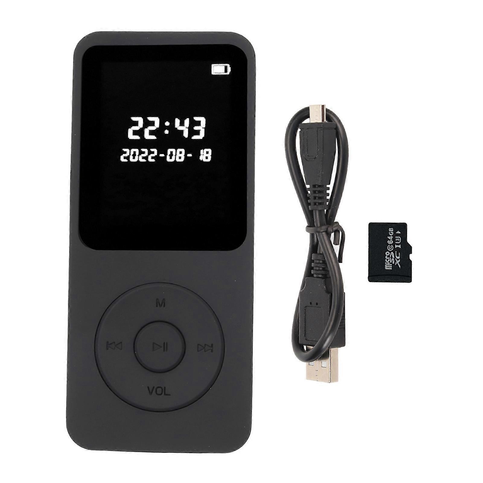 MP3 MP4 Player Bluetooth 5.0 Ultra Thin Digital LCD 1.77 Inch Screen Built in HD Speakers Portable HiFi Music Player With 64G Memory Card