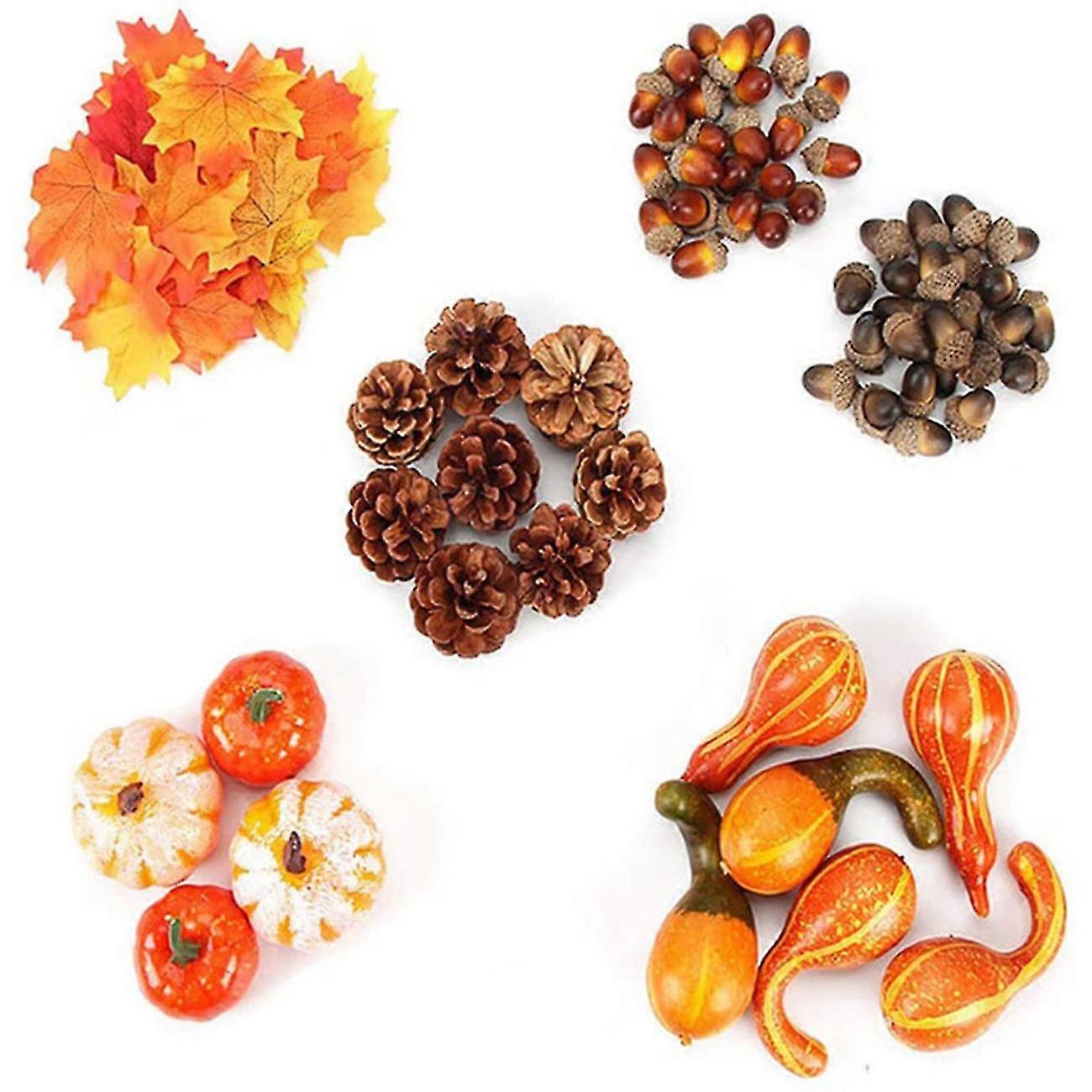 166pcs halloween bubble fake pumpkin maple pine cones set fall decor