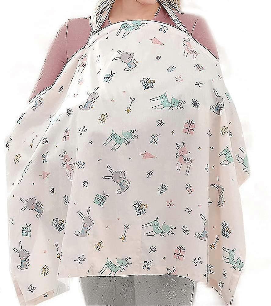 Cubierta transpirable de algodón para amamantar, bufanda rosa Rubbit Nursing Cover
