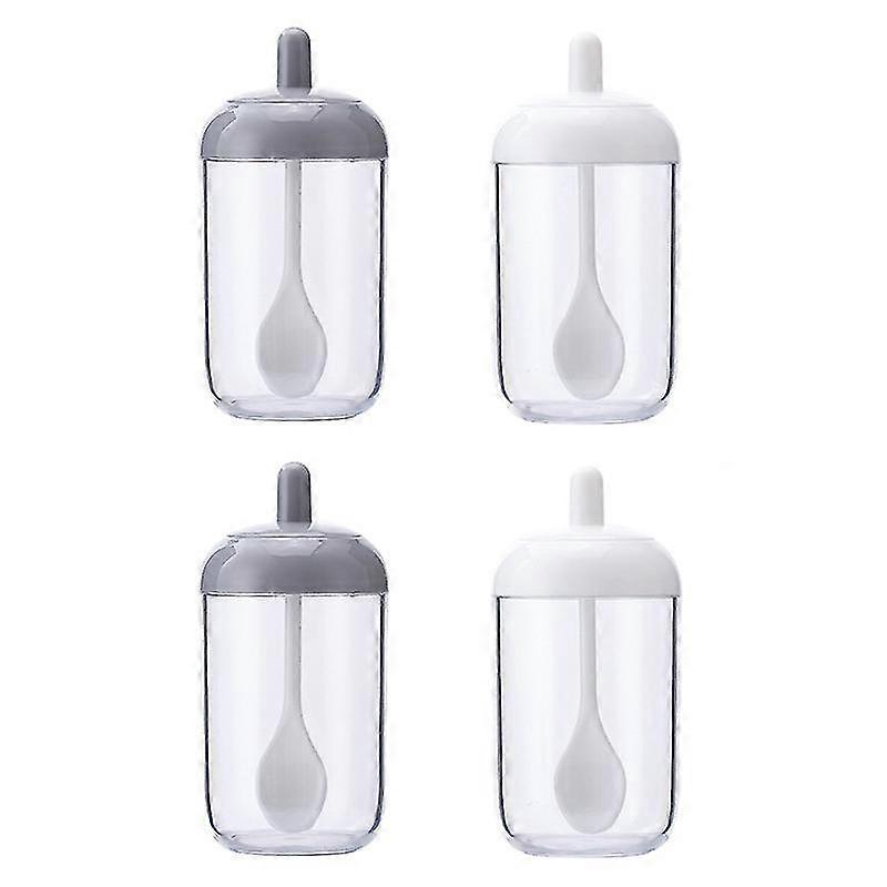 Set Of 4 Plastic Spice Jars With Spoon
