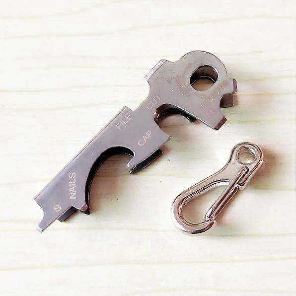 Make your Key Useful!, Silver, One SizeEDC tool buckle stainless steel 8 in 1 key chain portable gadgets multi-function key clip(1pcs, silver)