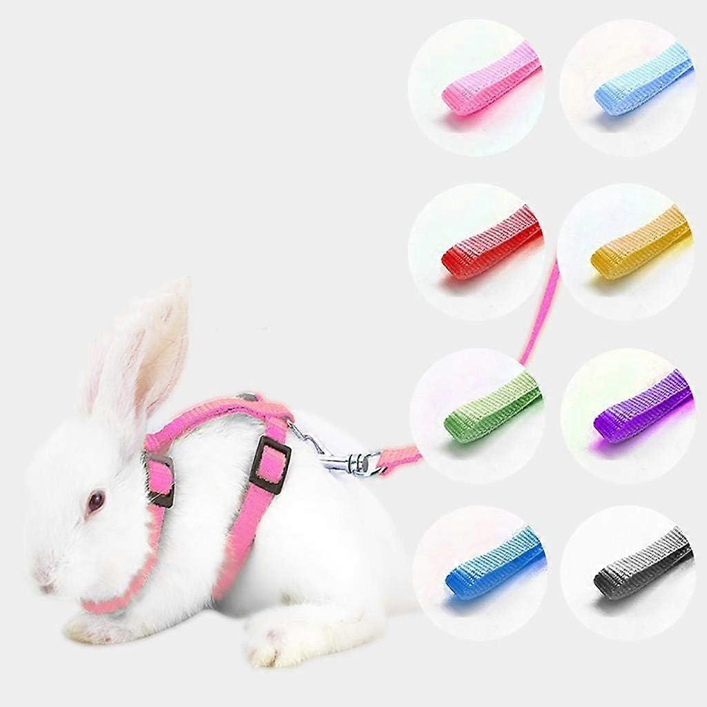 Harness for Rabbits Rabbit Collar Adjustable Rabbit Leash with Bells for Small Pets Harness for Hamster Rabbit Chinchilla Puppy Kitten (Yellow)