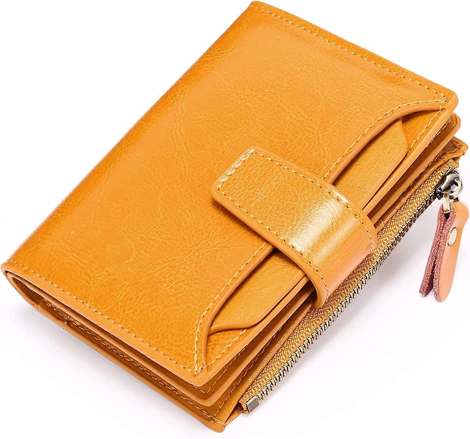 Women's Wallet Genuine Leather Slim Coin Purse Coin Women Zipper Wallet and Multi Cards Anti Blocking Short Wallets