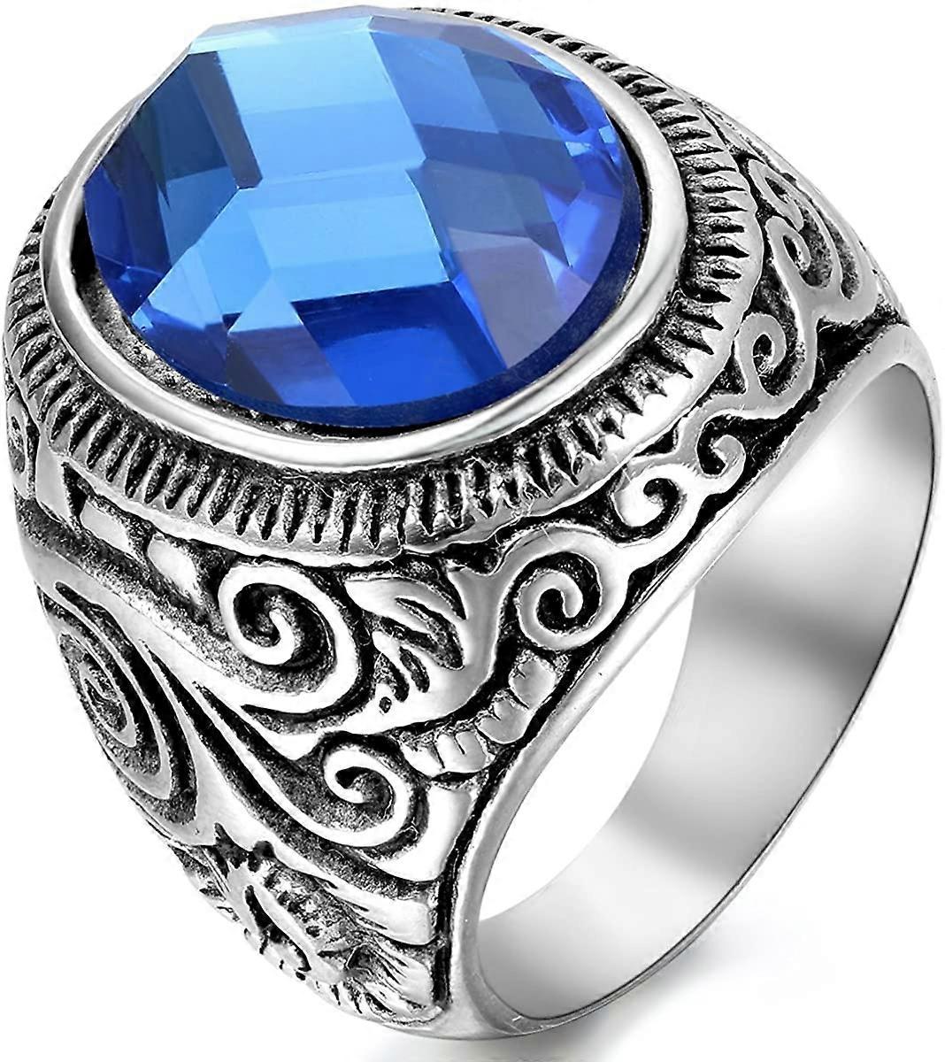 Striped blue flower ring for men and women, available in different sizes blue size 7