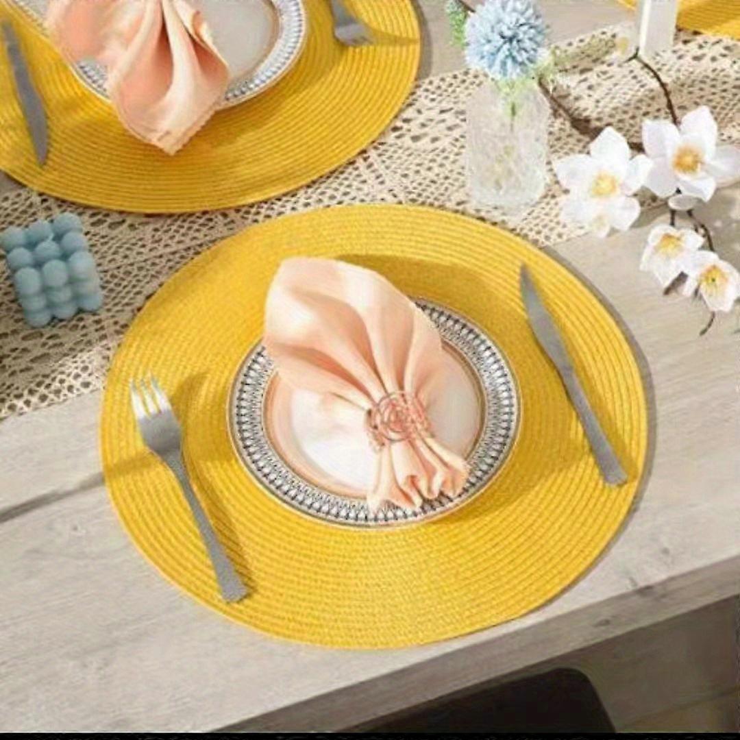4/6pcs, Heat-Resistant Plastic Placemats - Solid Color Round Table Mats for Dining, Coffee, and Home Decor - Insulate Bowl and Plate - Simple Style -