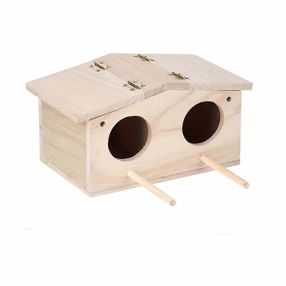 1pc Wooden Bird Haven - Durable Outdoor Nesting Box - Attractive Breeding Sanctuary for Parrots, Sparrows & Lovebirds - Easy Assembly, Natural Garden 
