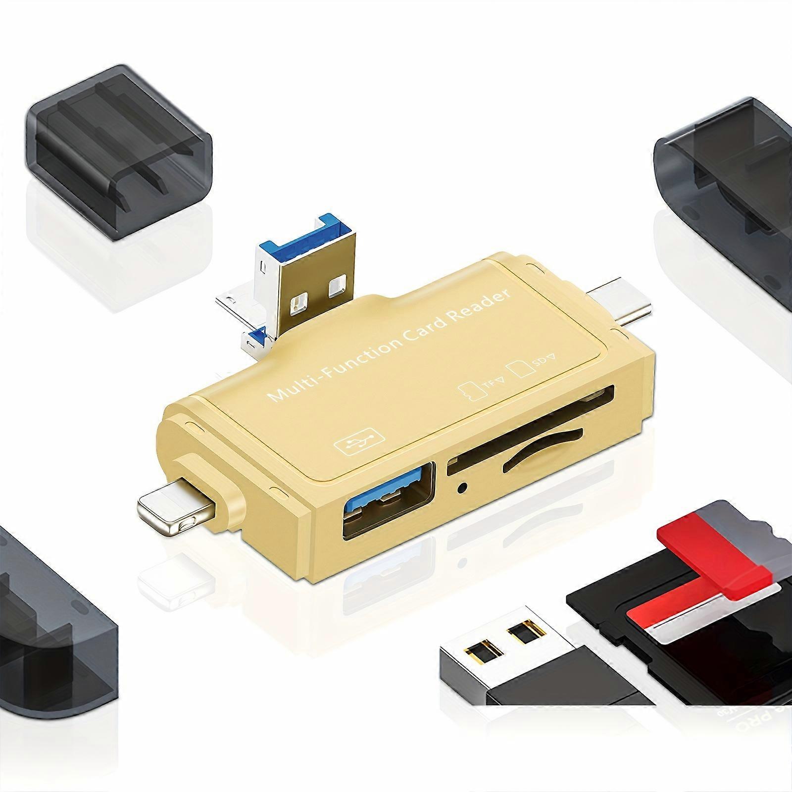 SD Card Reader, 7 In 1 Portable OTG USB 3.0 Dual Slot Flash Memory Card Adapter Supports TF SD Micro SD Card For PC Smartphones Camera Laptop