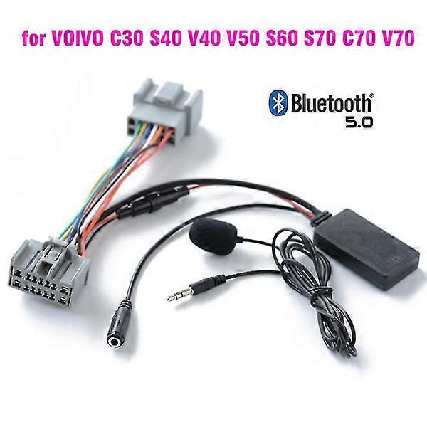 Car bluetooth 50 wireless phone call handsfree aux in adapter for Volvo C30 S40 V40 V50 S60 S70 C70 V70 Xc70 S80 Xc90 with microphone