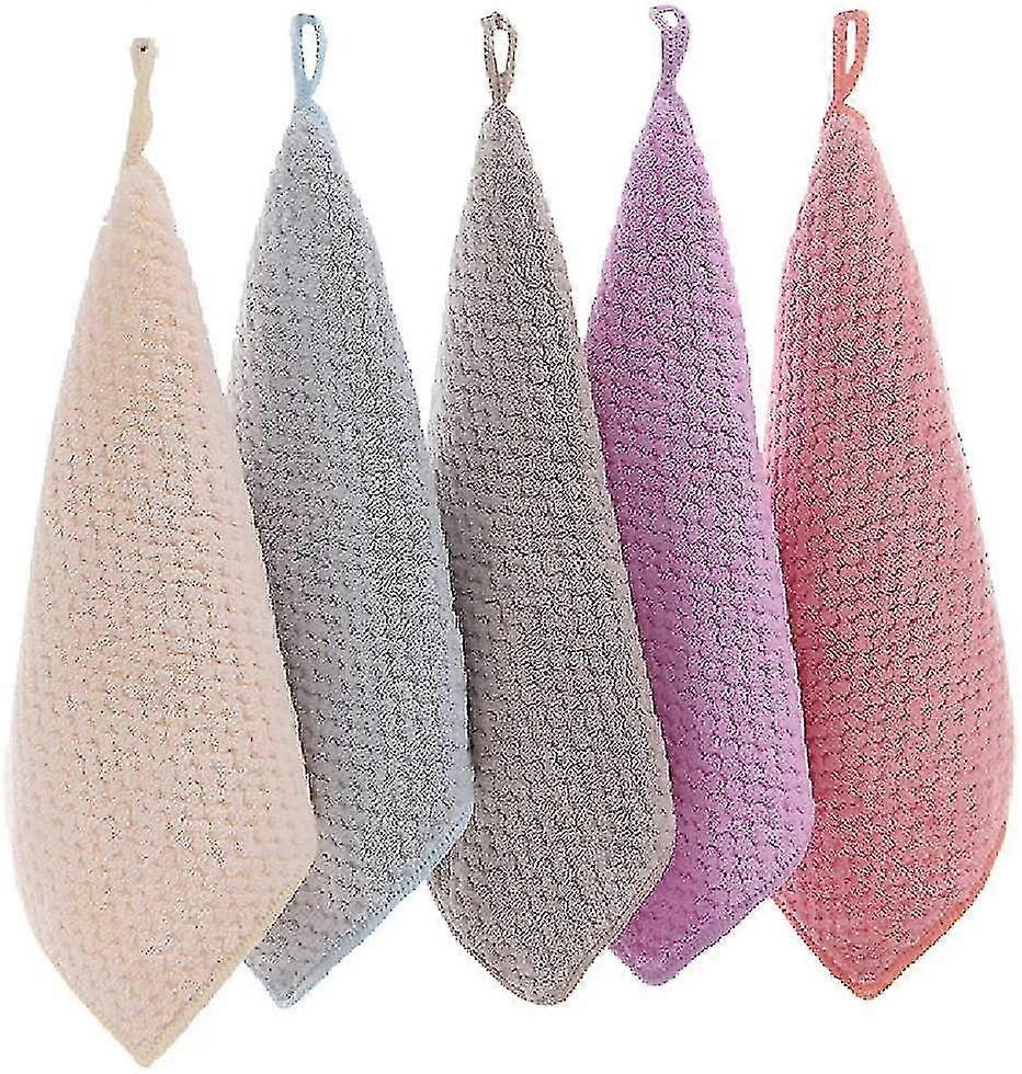 5 Piece Hand Dry Towel Hanging Loop Fast Drying Hand Towel Square Hanging Hand