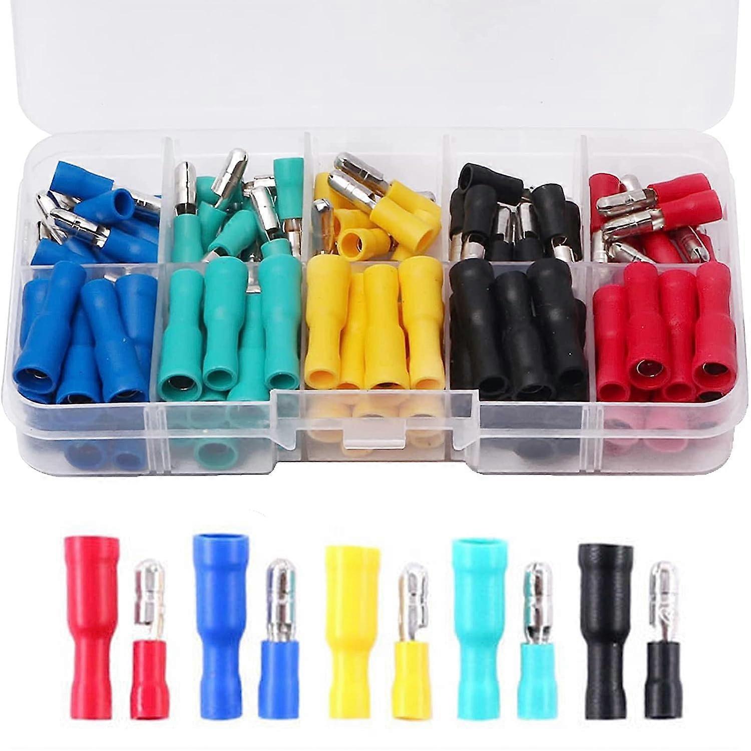 100pcs Bullet Butt Connectors, Isolated Wire Connectors Crimpare Connectors