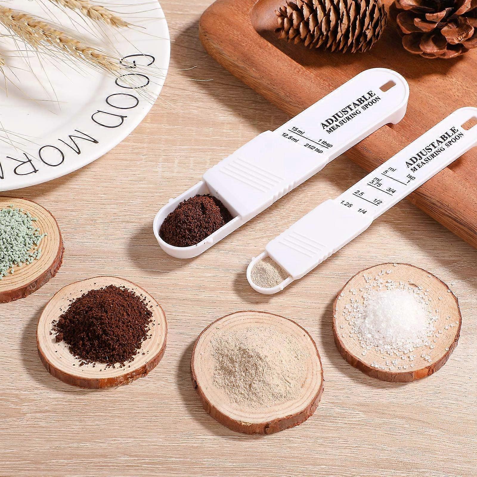 Adjustable Measuring Spoon, 2PCS Metering Spoon Measuring Dry/Liquid Ingredients for Baking Cooking