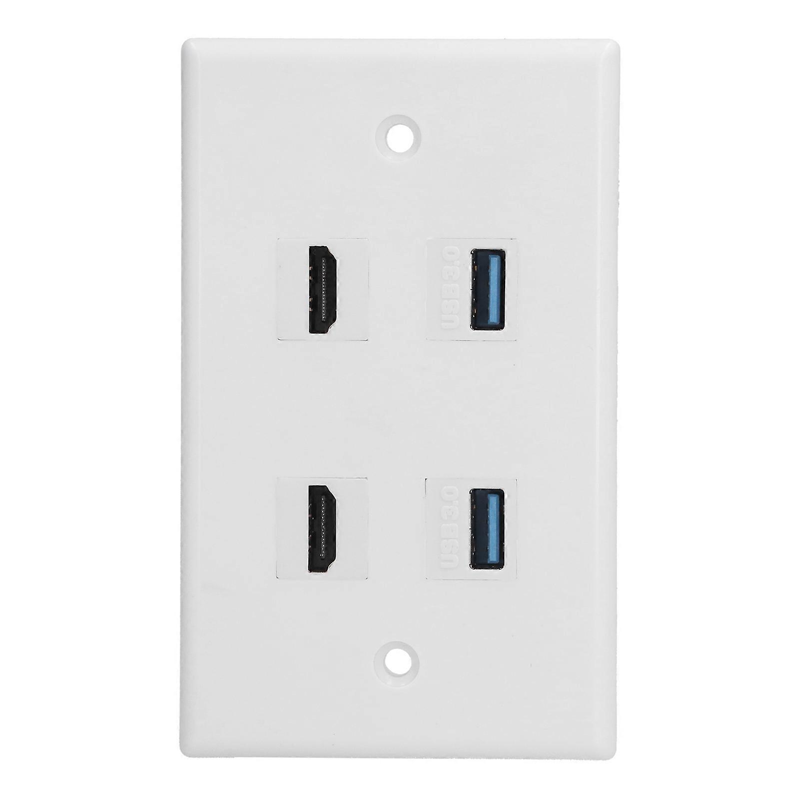 2 HD Multimedia Interface 2 USB3.0 Ports Panel Weld Free Audio Video Wall Outlet Plate Accessory