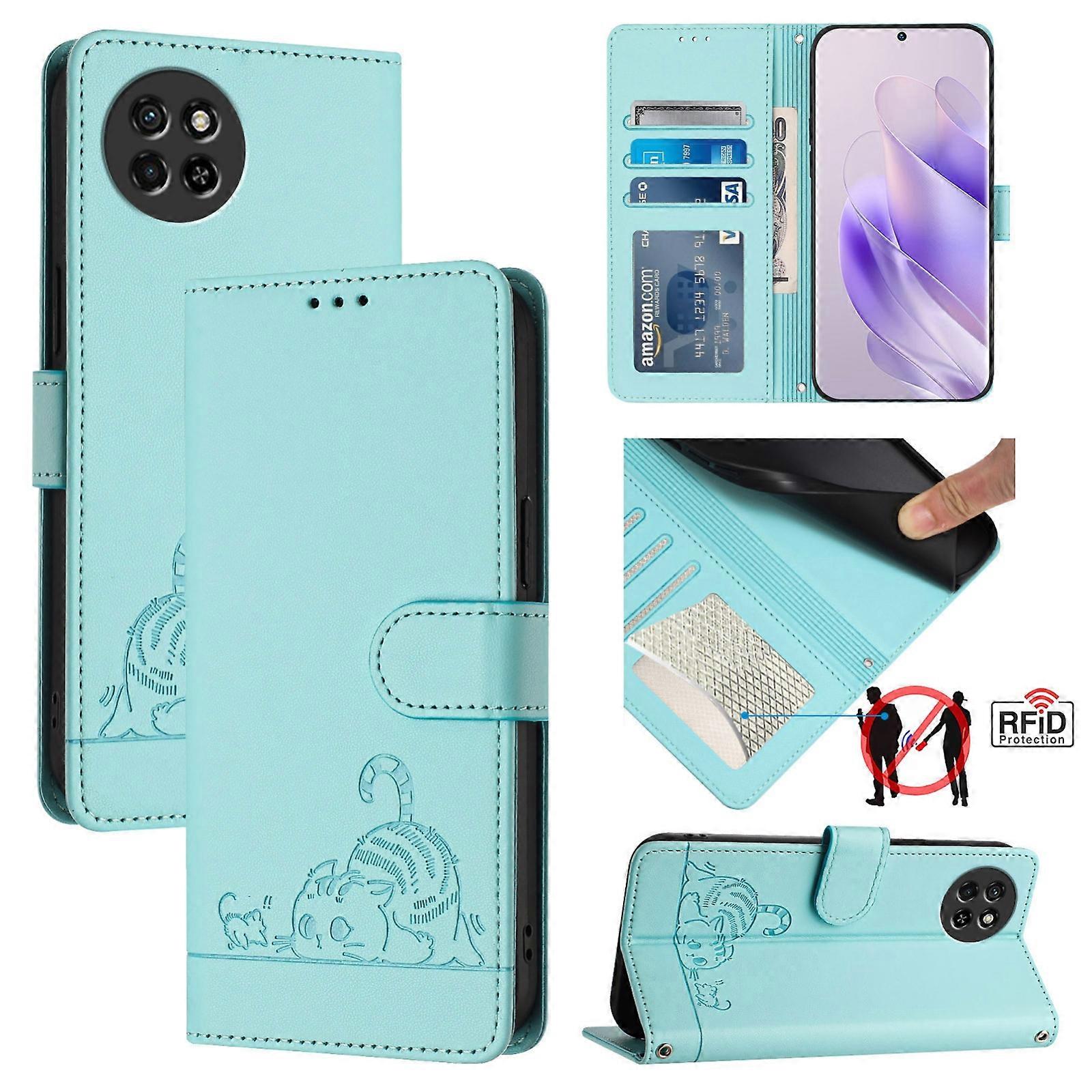 Cat Rat Embossed RFID PU Case For itel S23 S665L