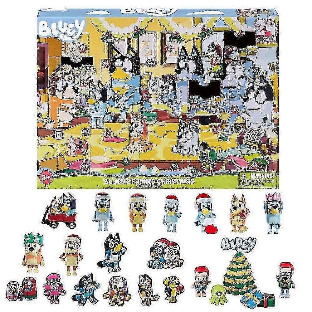 Bluey Crăciun Advent Calendar, 24 de zile Countdown Calendar Bluey Figures Doll Surprise Blind Box