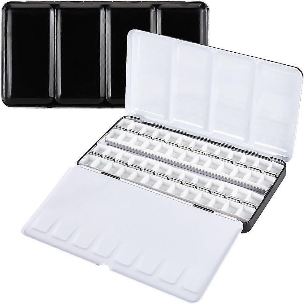 Black Paint Palette Box Empty Watercolor Tins Box Metal Empty Paint Case Large Watercolor Tray Tin with 52pcs Half Pans for Oil Acrylic Watercolor Pai