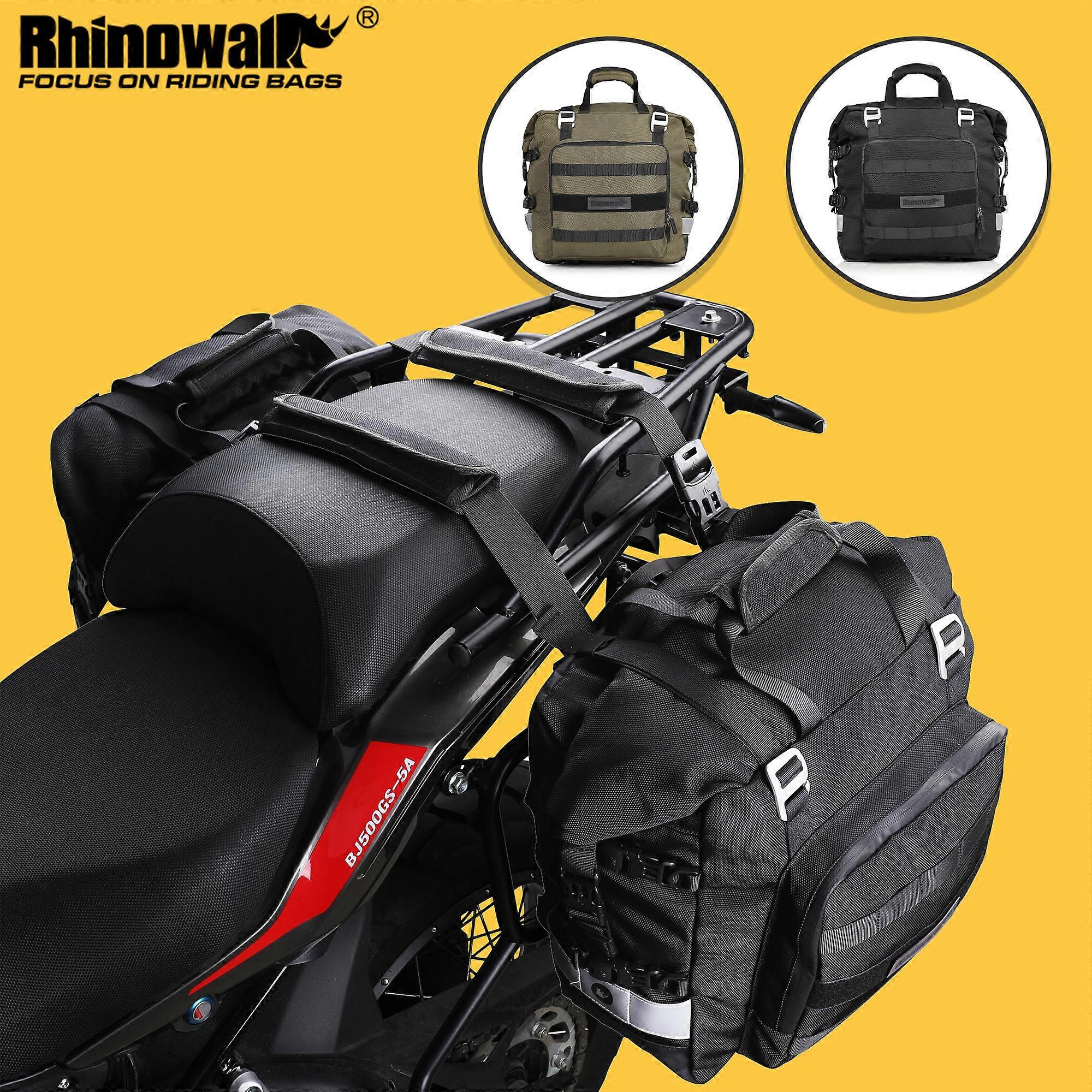 Rhinowalk حقيبة جانبية للدراجات النارية حقيبة داخلية مقاومة للماء 20 لتر محرك حقيبة المقعد الخلفي في الهواء الطلق ركوب الأمتعة الإفراج السريع الجانب السرج 1PC