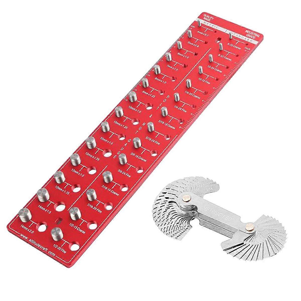 , Nut and Bolt 14 Metric 14 Standard Size,Thread Gauge with Pitch Gauge,for Nut and Bolt