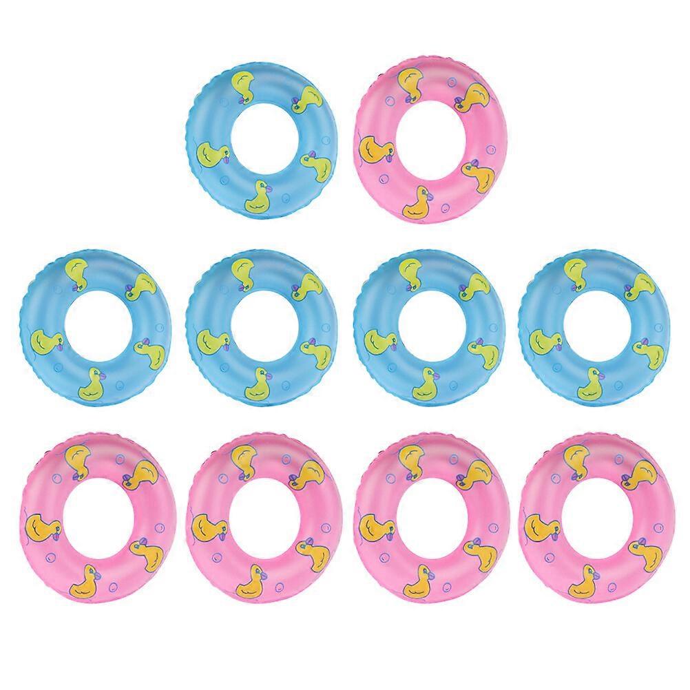 10pcs Swim Rings Mini Inflatable Floating Toy Accessories Printing Swim Rings for Summer (Random Color)