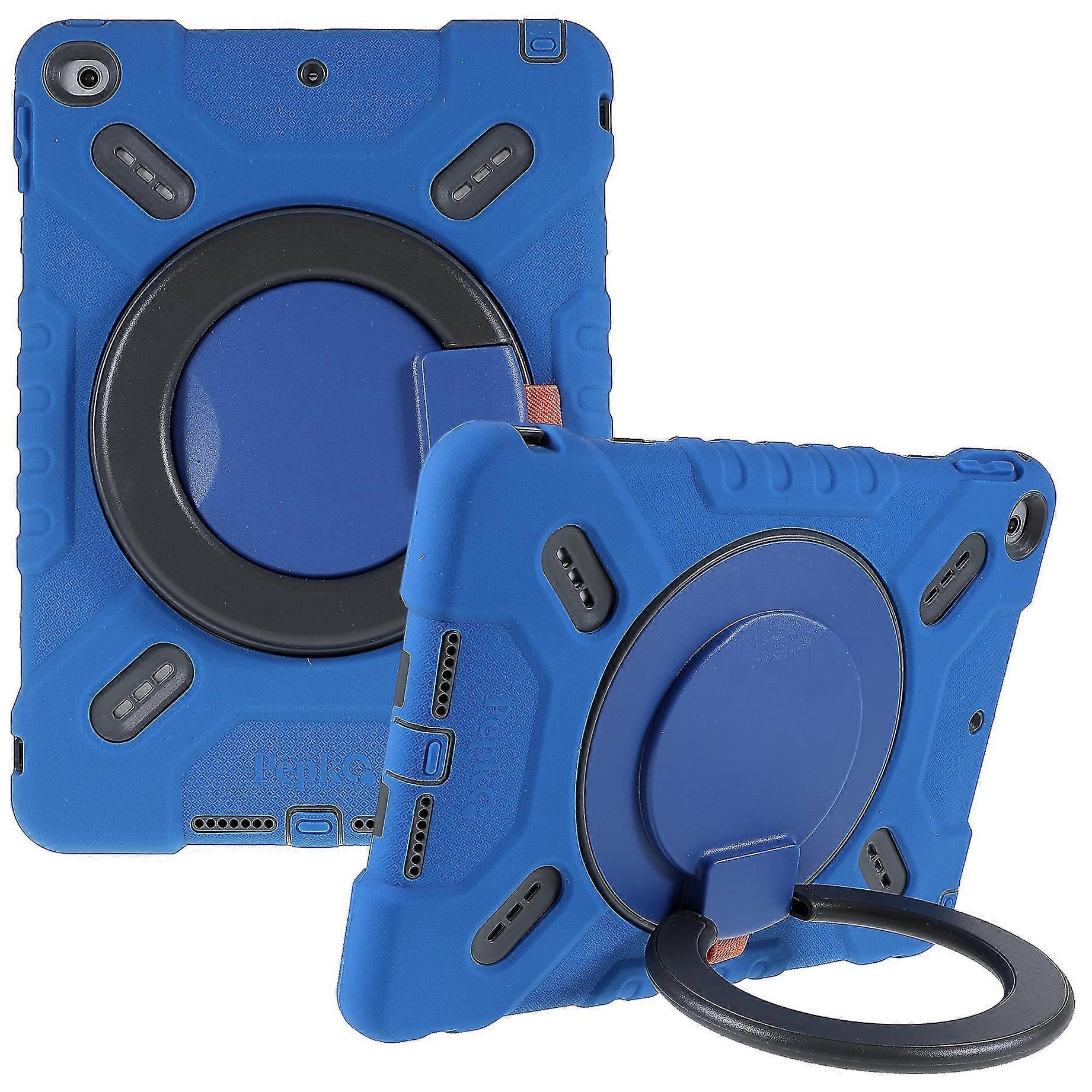 Pepkoo For Ipad 9.7 polegadas (2017)/(2018) 360 Graus Swivel Kickstand Tablet Case Pc + Capa de Silicone com Plug Anti-dust - Preto