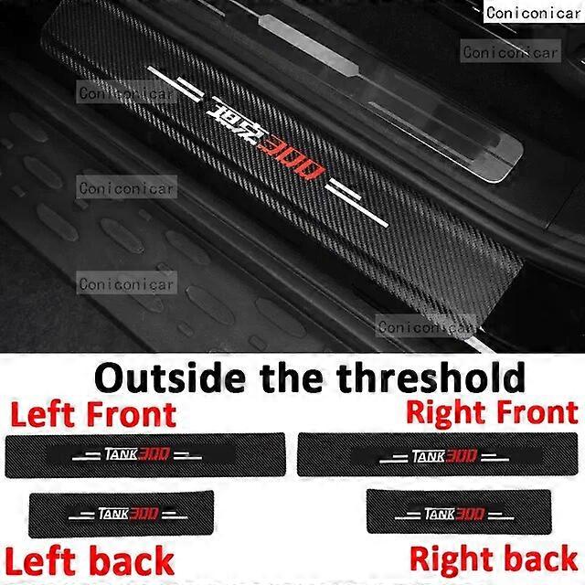 Motor Vehicle Parts For GWM WEY TANK 300 Hybrid 2022-2024 Auto Door Sill Pedal Carbon Fibre Texture Accessories Leather Styling Car Sticker TrimF
