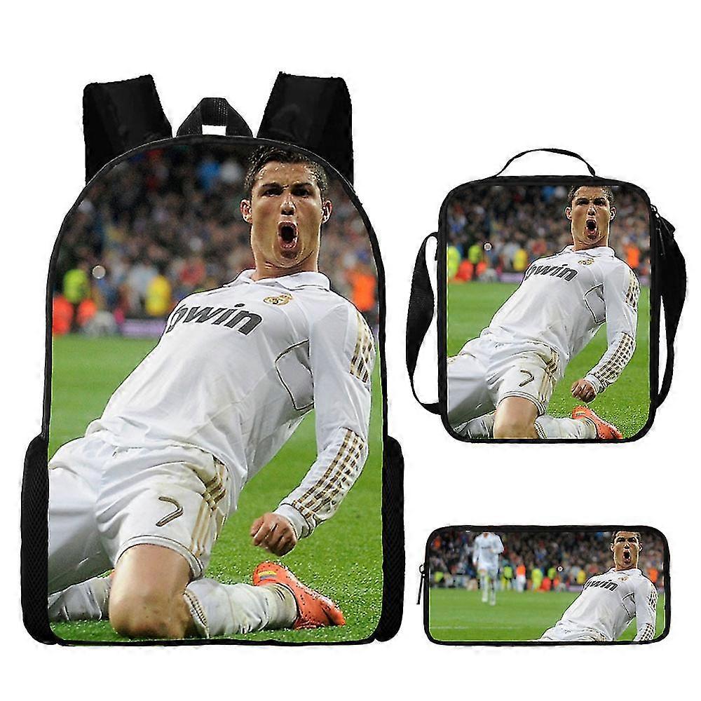 KINZON Cr7 כוכב כדורגל תיק בית ספר תיק נסיעות תיק אוכל מארז עיפרון לילדים