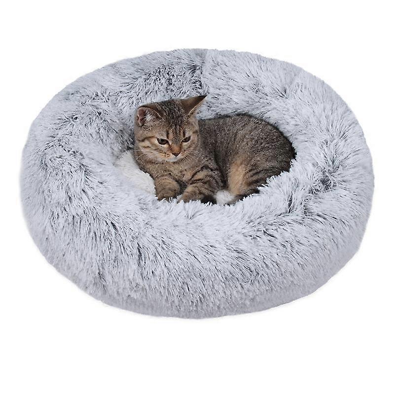Soft Plush Round Pet Bed for Cats or Small Dogs