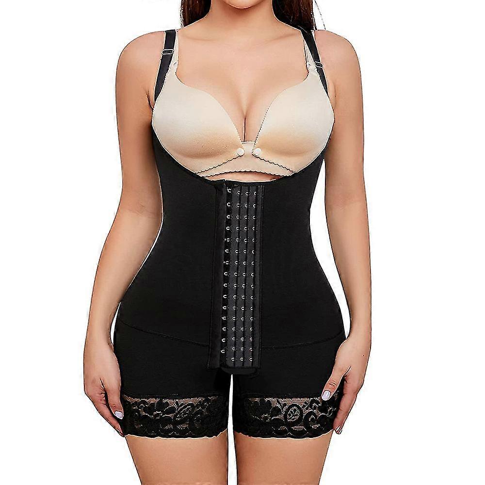 Women's Body Shaping Underwear, Post-operative Compression Shapewear, With Open Crotch (black)