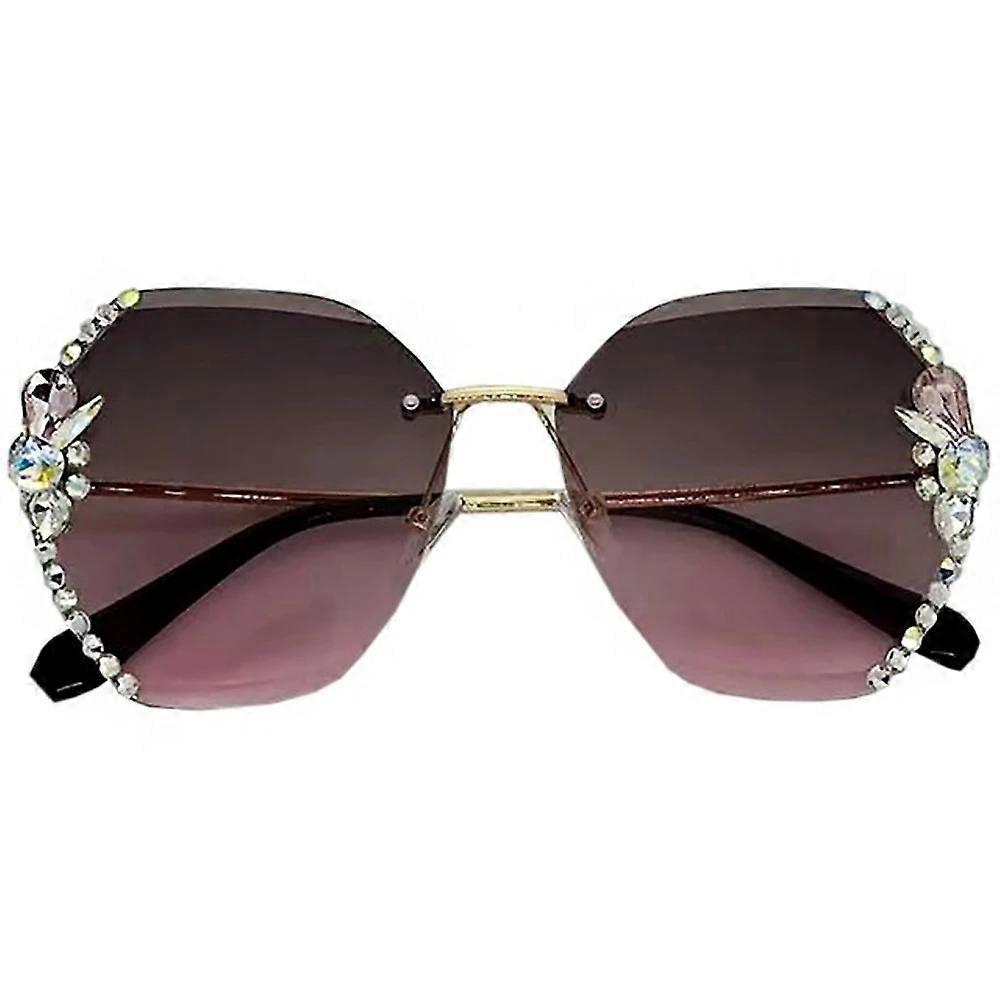 2023 lyx märkesdesign vintage rimlös strass solglasögon kvinnor män mode gradient lins solglasögon nyanser för kvinna