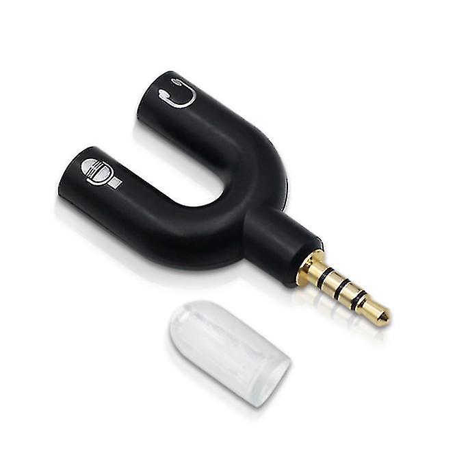 3.5mm Jack U-shape Stereo Audio Mic Headphone Splitter Adapters For Phone Laptop
