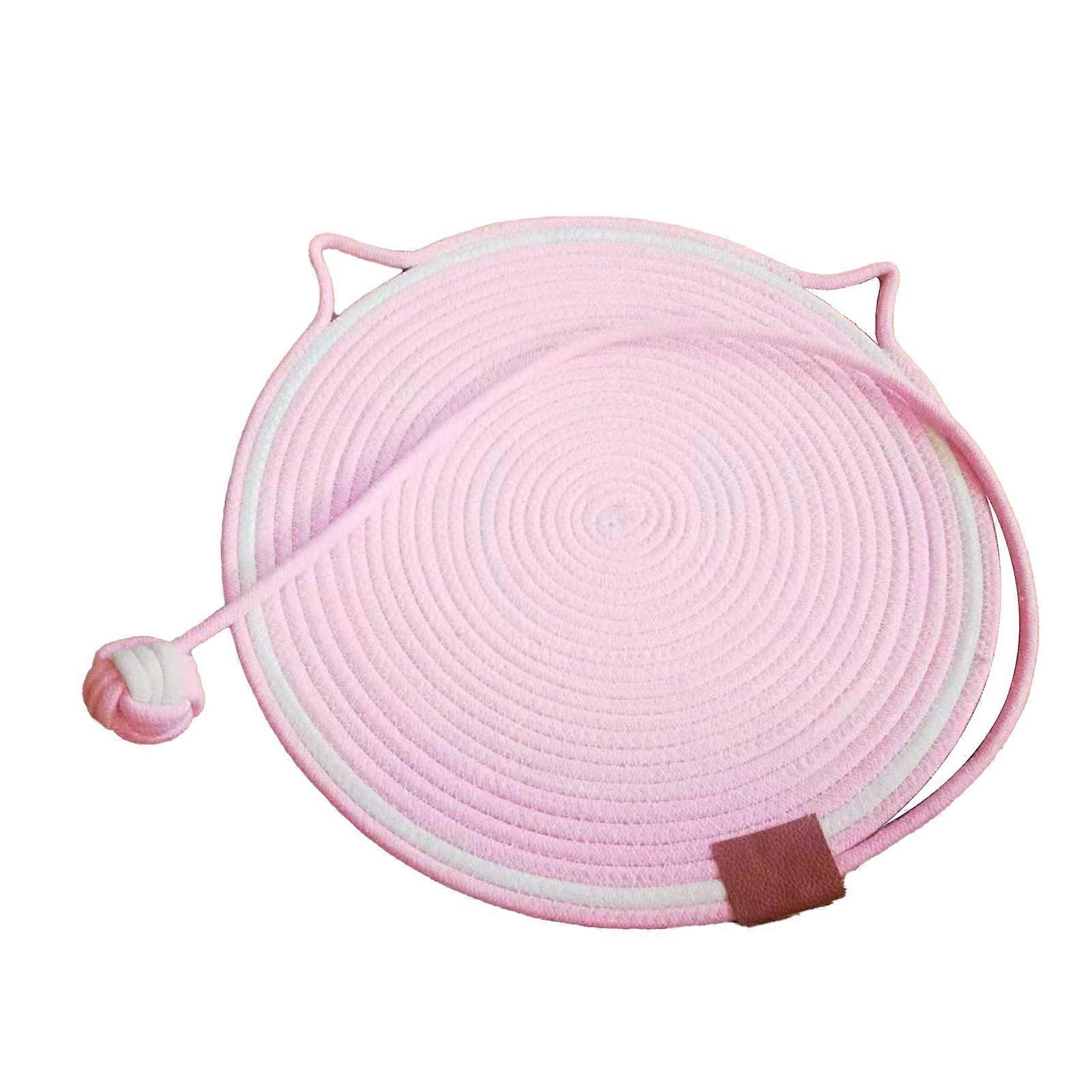 Cotton Thread Cat Mat Hand Woven Cartoon Cute Comfortable Scratch Proof Cat Scratcher Pad with Ball for Cats Kittens Water Red