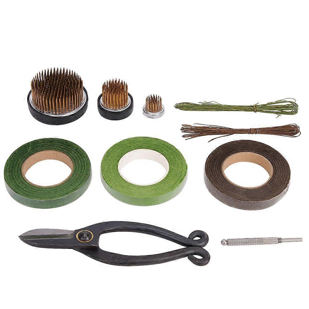 Flower Arrangement Decoration Fixing Tool Set Iron Wire Scissor Tape Kenzan Accessories Kit