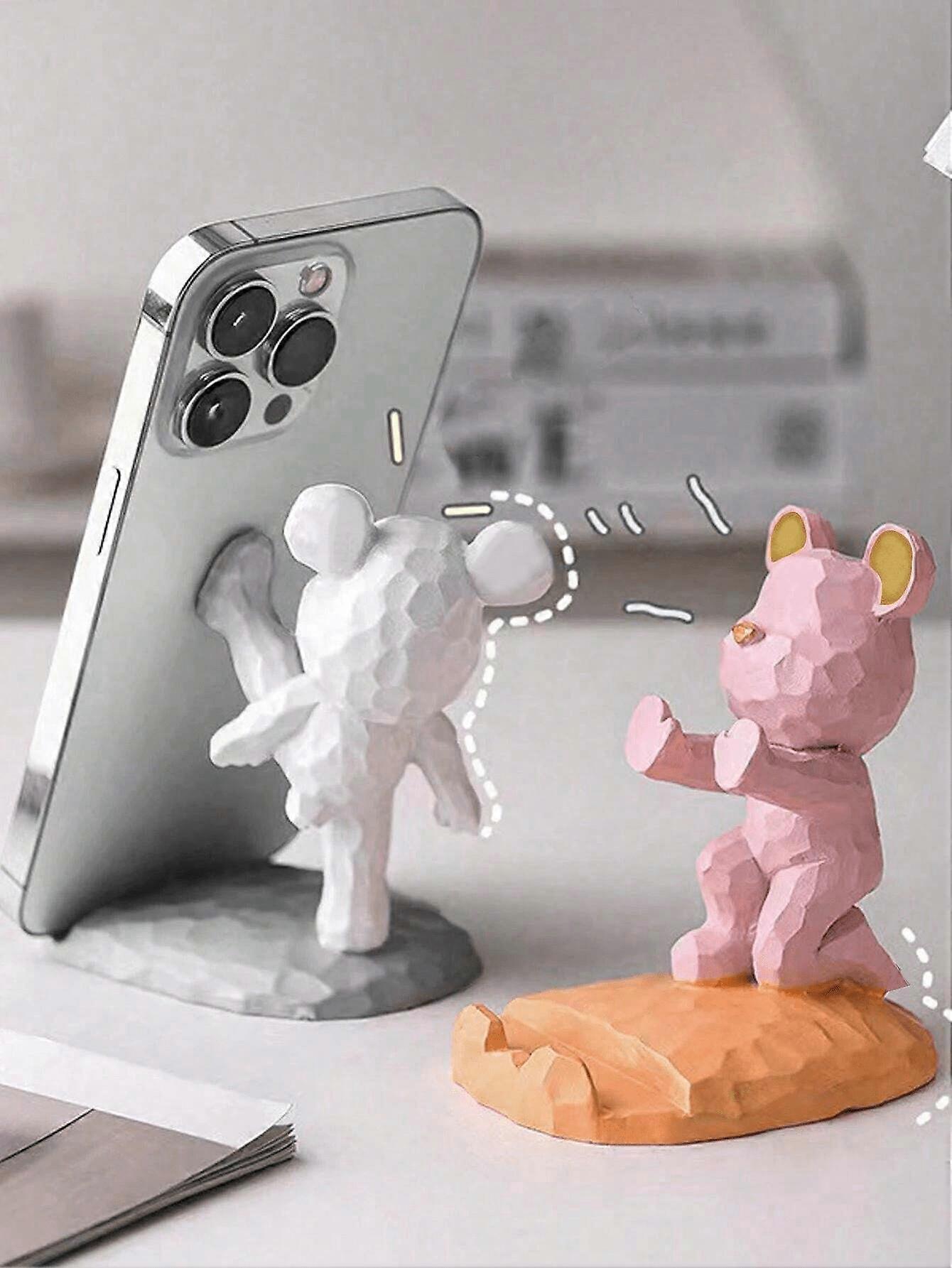 1pcかわいいクマの形をした電話スタンドの装飾、携帯電話とタブレットの両方と互換性があり、机、ベッドサイド、リビングルーム、書斎、寝室、GIFに適しています