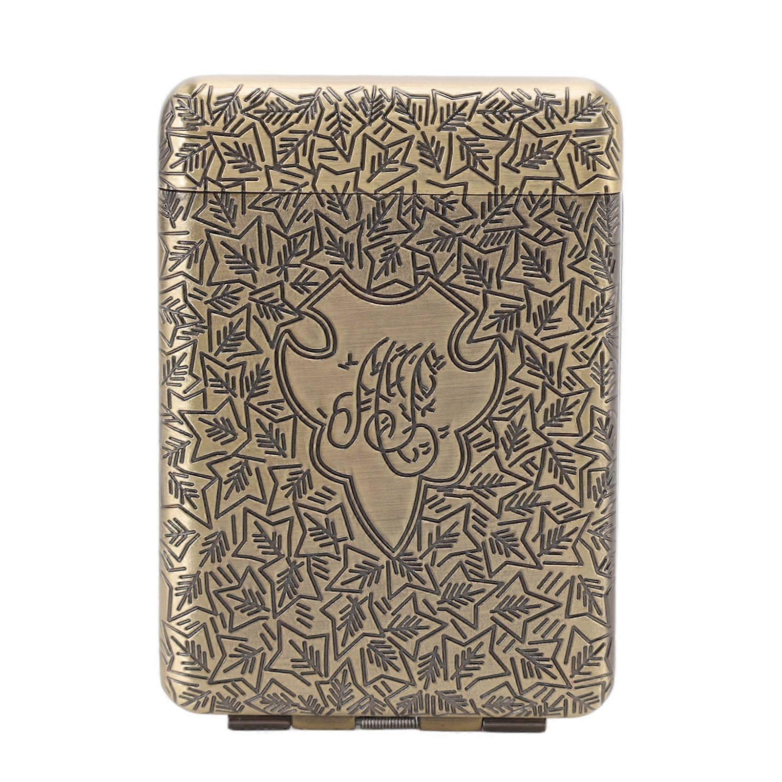 Retro Cigarette Case for 16pcs Coarse Cigarettes 3 Opening Stereo Embossed Pattern Portable Cigarette Box Bronze
