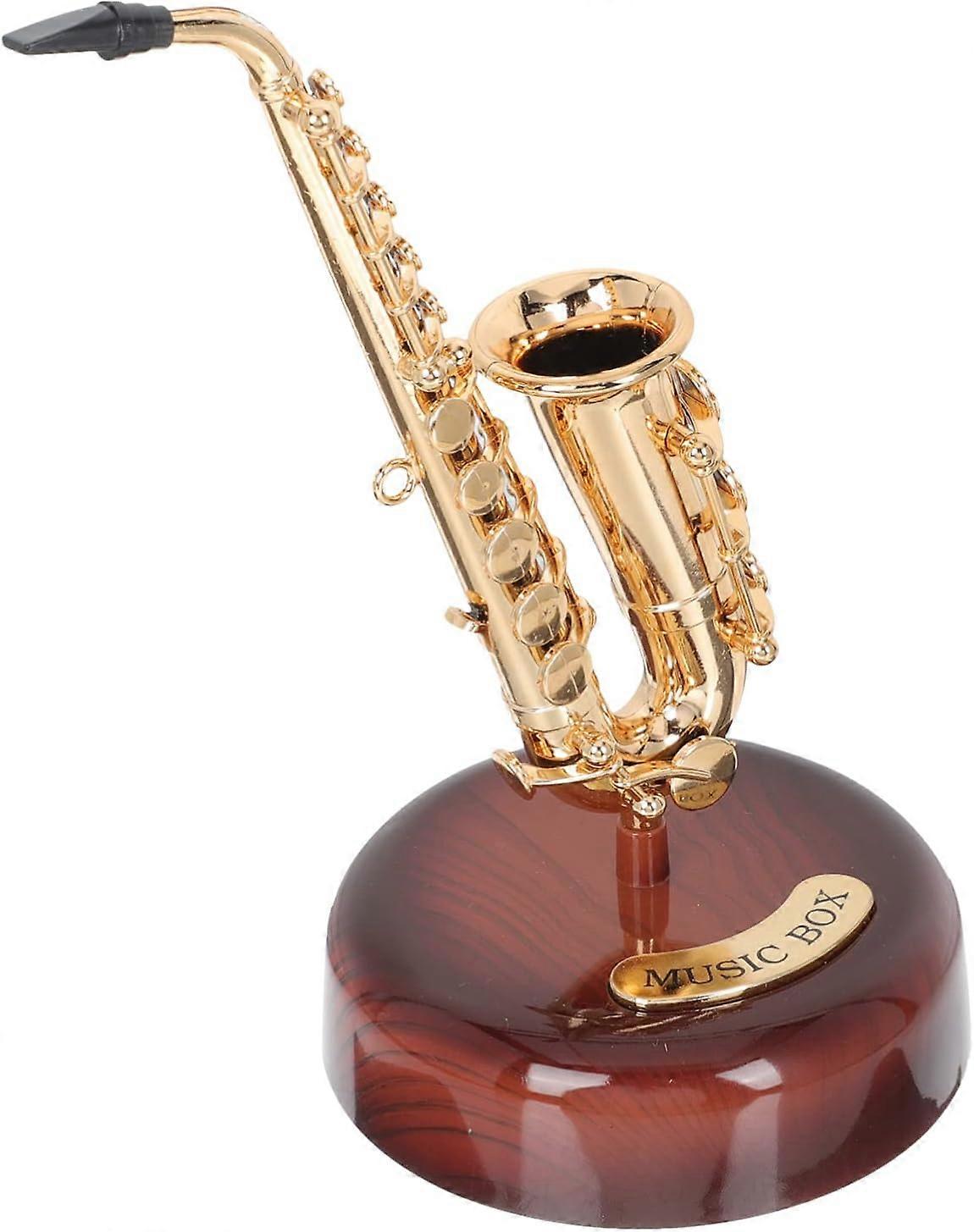 Saxophone Music Box Alto Model Classic Design Rotating Base Decorative Gift for Music Lovers