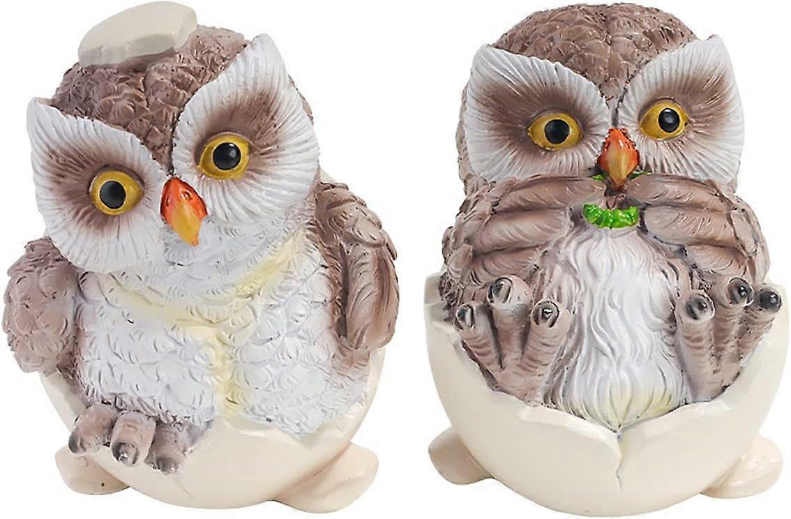 Cute Owlets Statues Set of 2 for Office and Garden Decor, Polyresin Material, 5-Inch Height, Whimsical Style