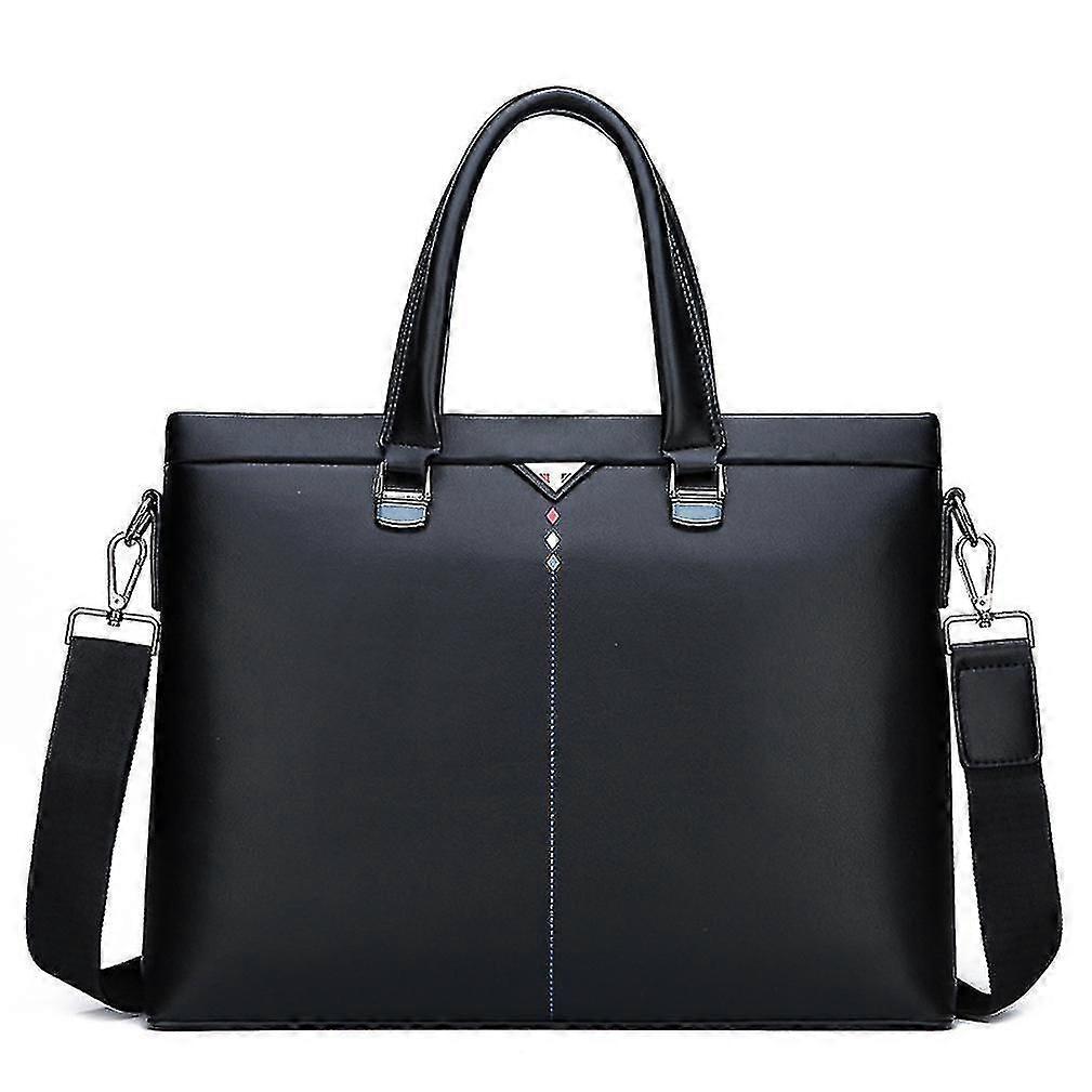 Herrhandväska i mjukt läder med axelrem och affärsmodell i PU-läder