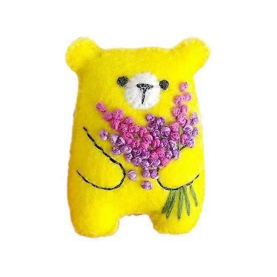 Pocket Hug Flower Bear Handmade Little Bear Felt Floral Bouquet Doll Plushie Toy Desktop