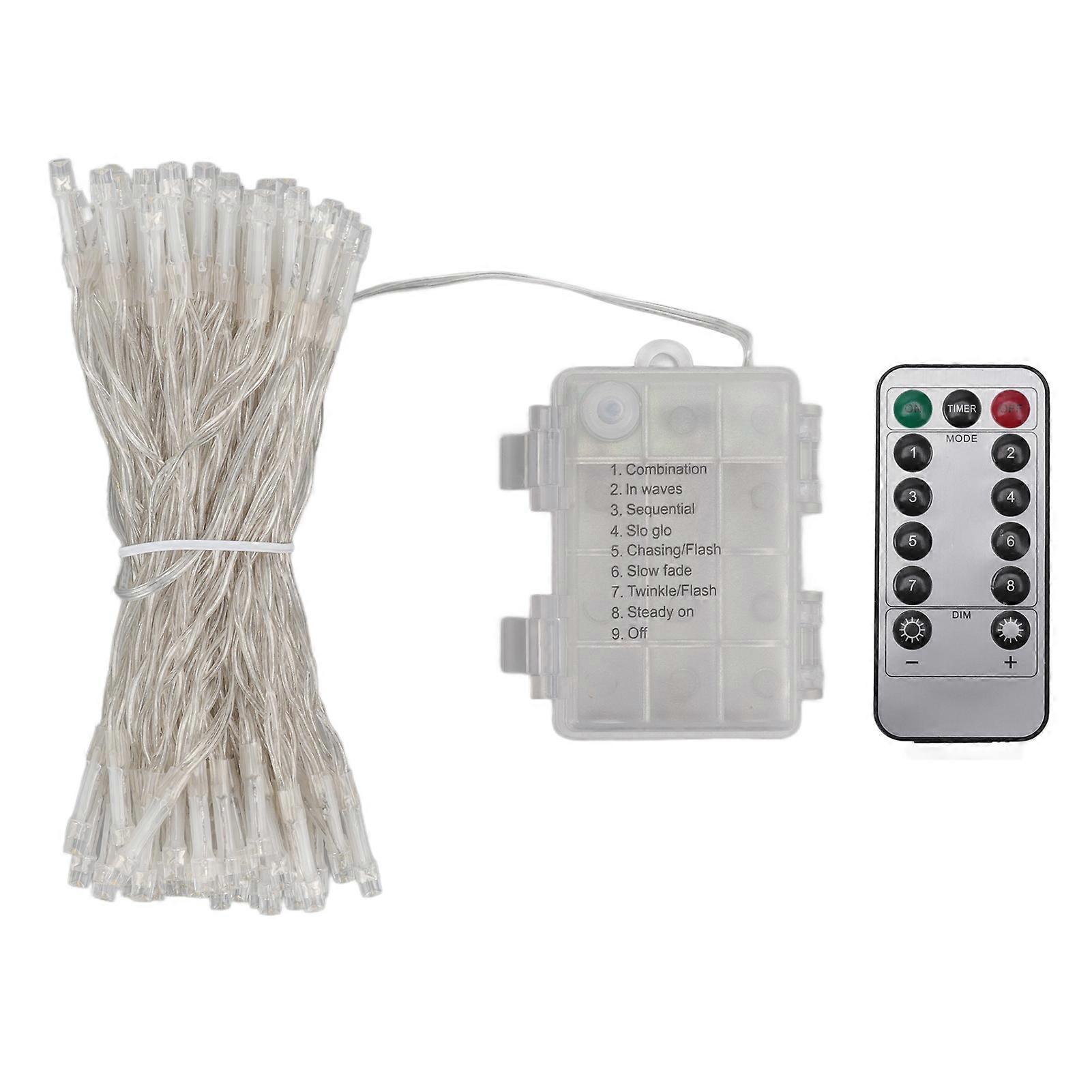 LED String Lights Dimmable Timing Battery Remote Control String Lights for Outdoor Garden Porch 10 Meters 100 Lights