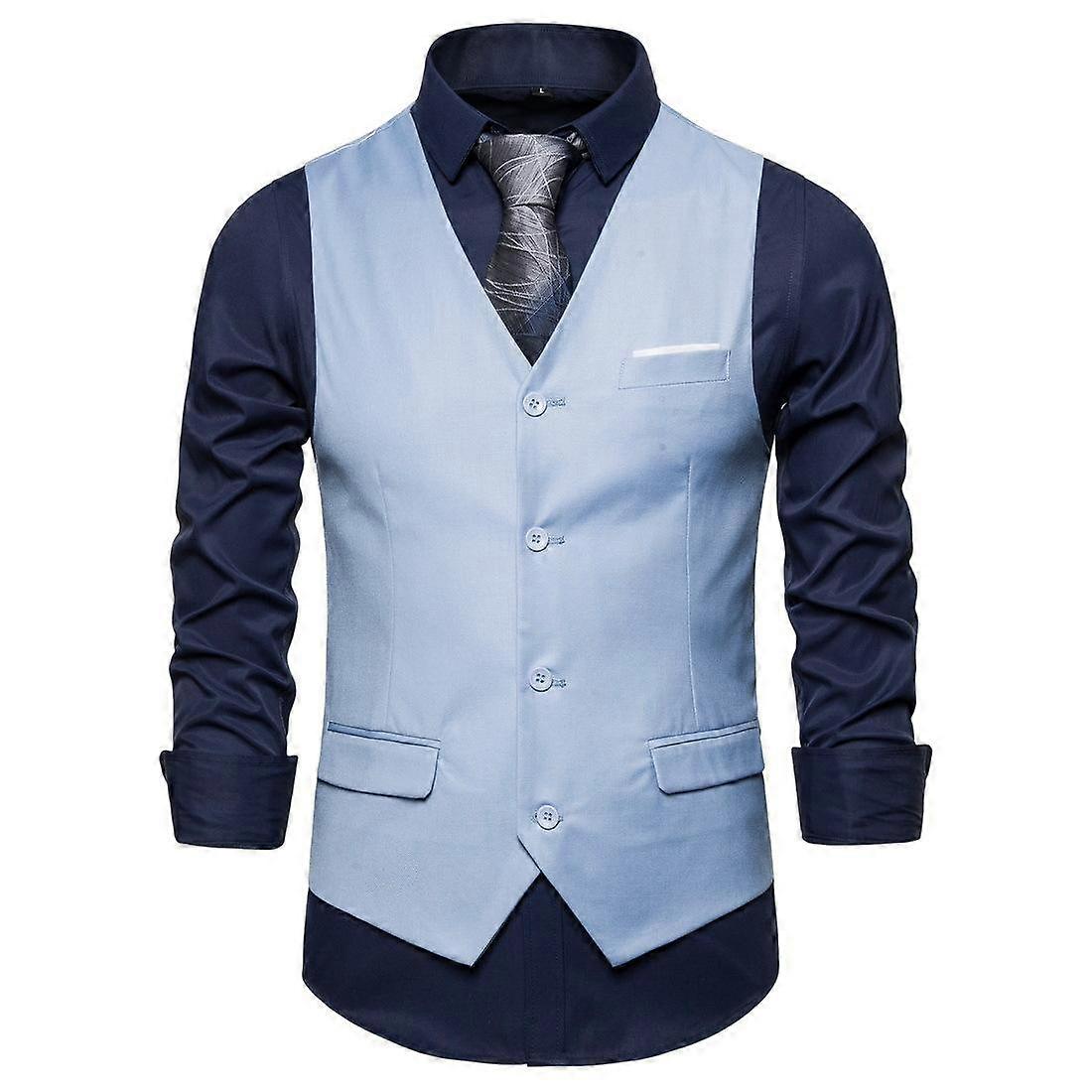 Men's Large Size Suit Vest Solid Color Casual Business Single-breasted Vest Men's