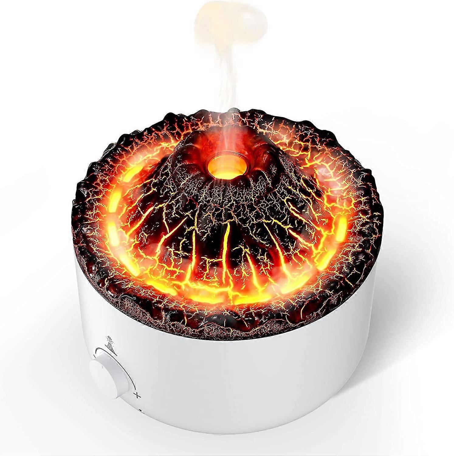 Umidificatore del vulcano, diffusore di olio essenziale di nebbia di medusa, modalità nebbia continua / impulso, colore della luce notturna giallo / blu, telecomando da 560 ml