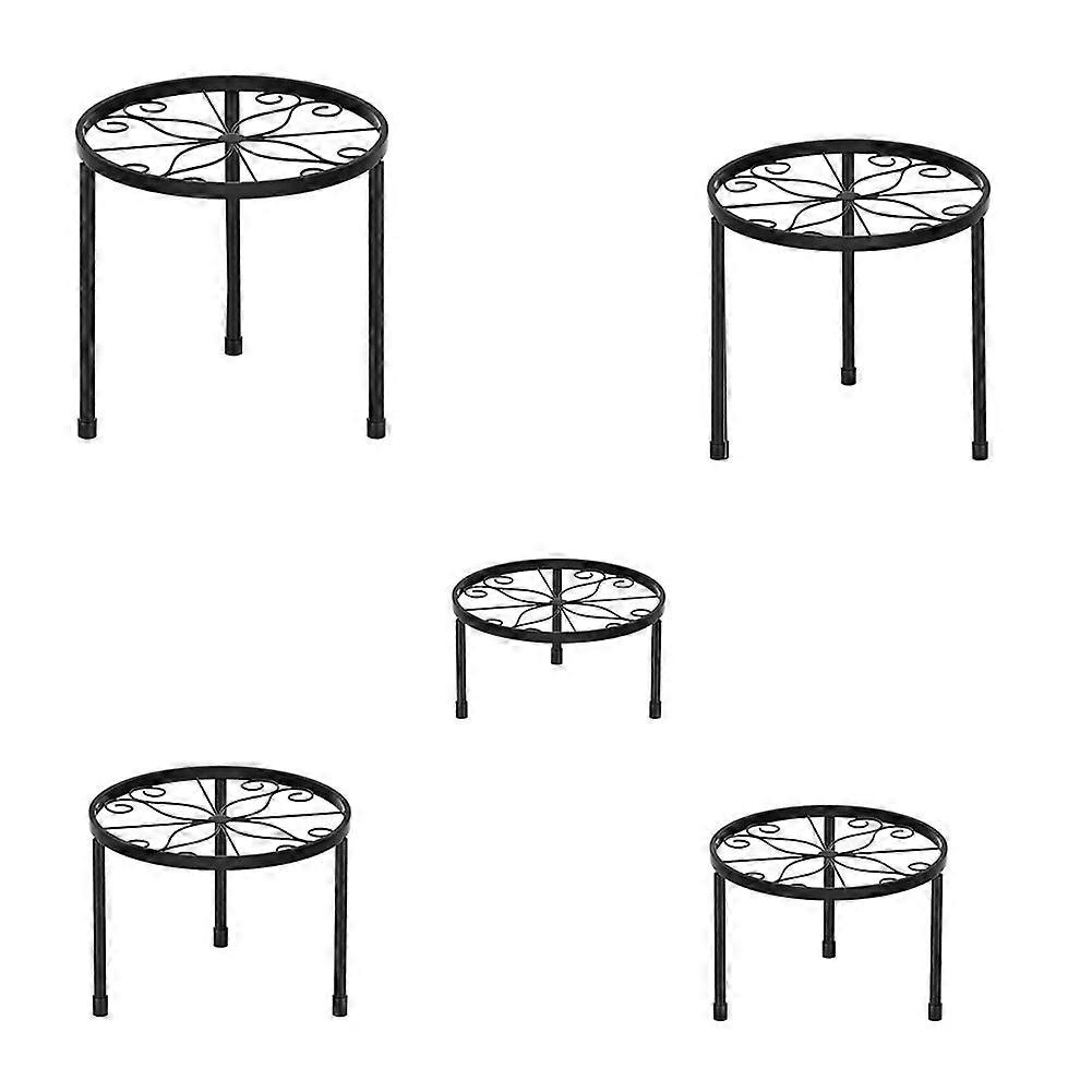 5Pack Metal Plant Stands for Outdoor Indoor, Anti-Rust Iron Flower Pot Stand for Home, Patio & Garden Black
