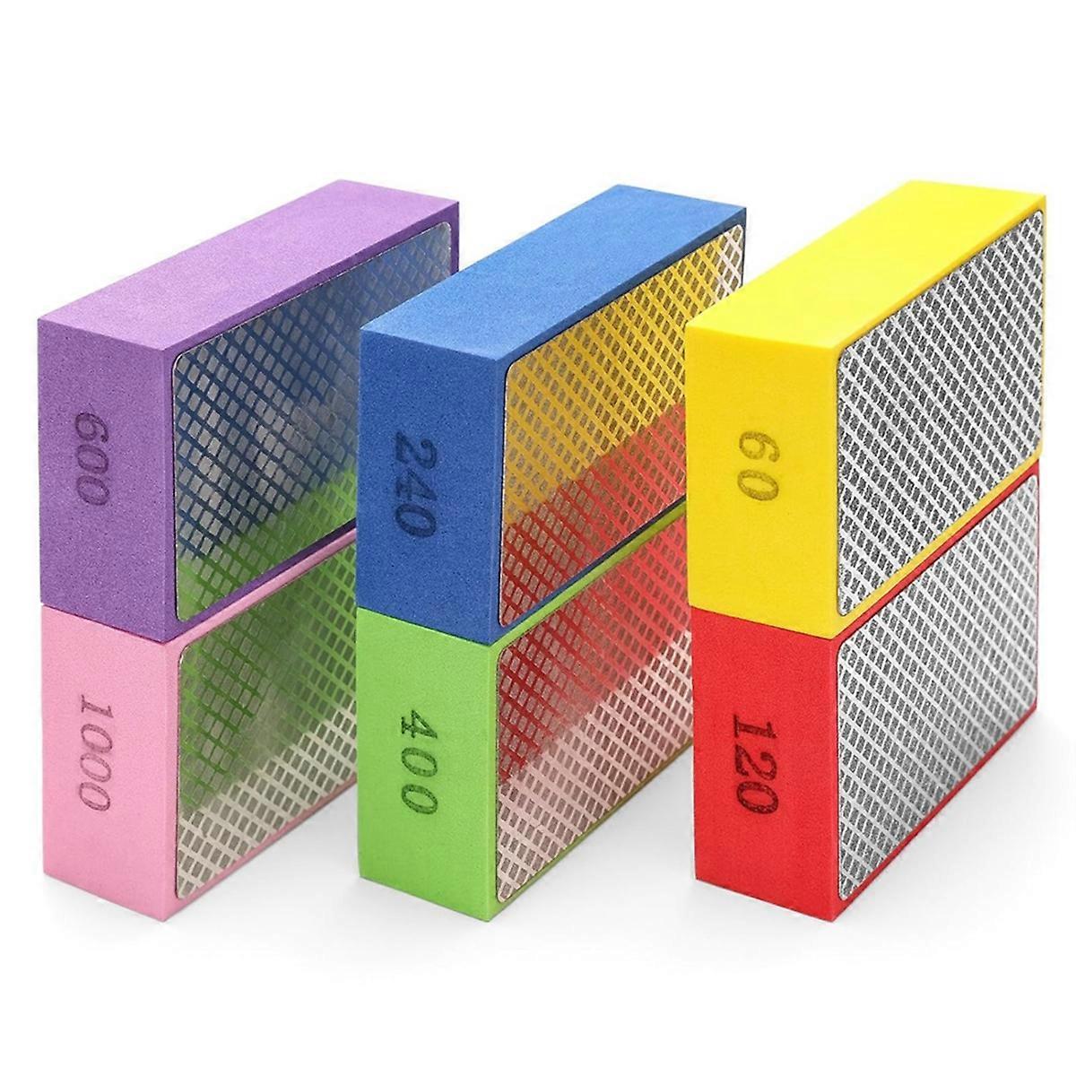 6PCS Diamond Hand Polishing Pads, Wet & Dry Diamond Sanding Pads 60 , 120 , 240 , 400 , 600 , 1000