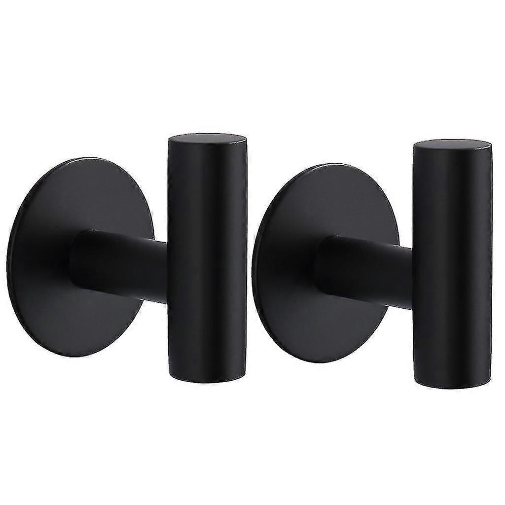 2pcs Wall Mount Stainless Steel Self-adhesive Bath Towel Hook Single Coat Robe Hat Hanger Bathrobe Holder