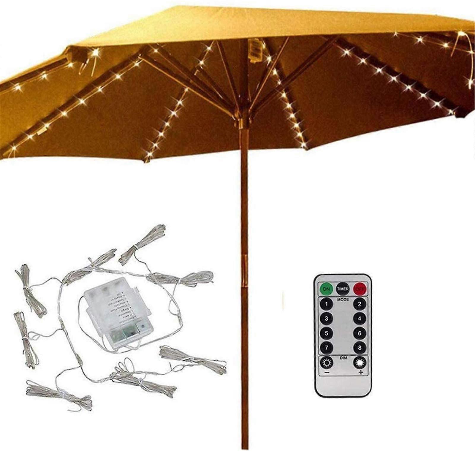 Patio Umbrella Lights for Outdoor Use - Waterproof LED String Lights, 30ft, Warm White, Compatible with 9ft Umbrellas