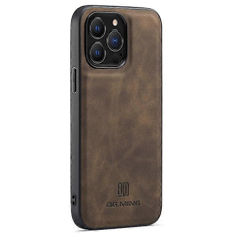 DG.MING Compatible For iPhone 16 Pro Case PU Leather Covered PC+TPU Hybrid Phone Shell