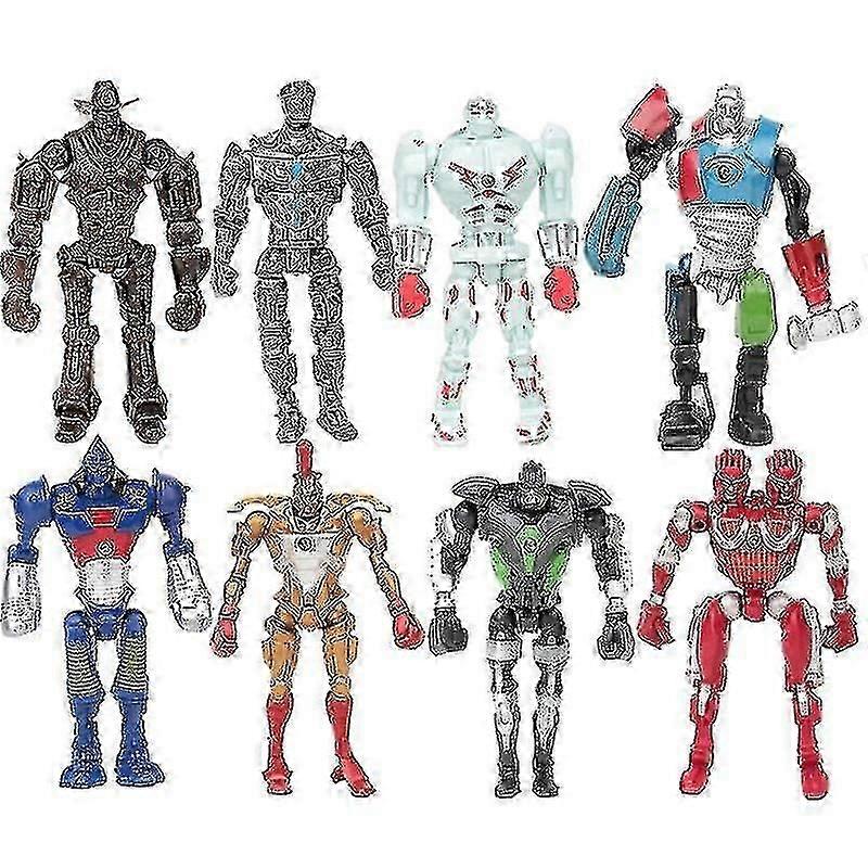 8pcs 13cm Movie Real Steel Zeus Atomic Midas Adam Invader Robot Noisy Boy Action Figure Figure Toy Gift