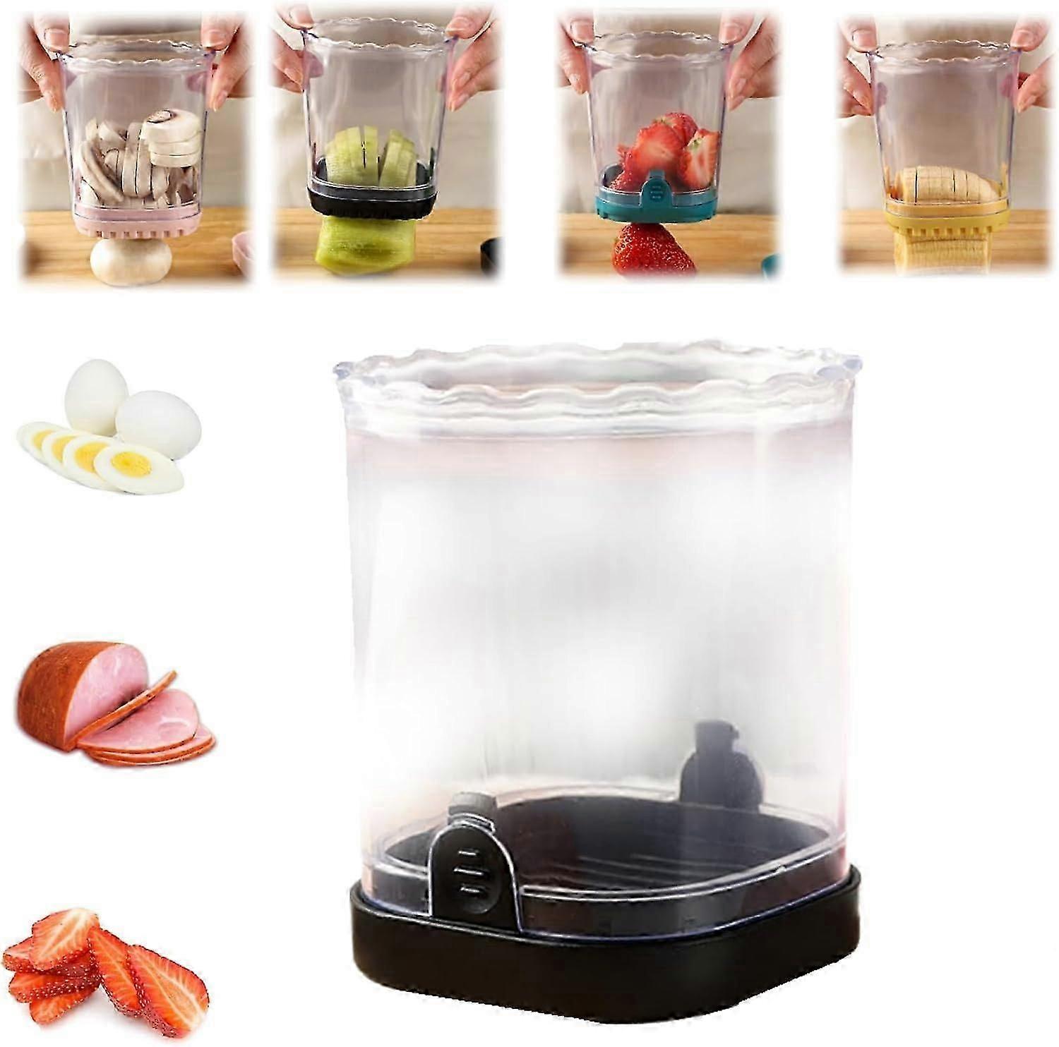 ExquisiteFruit Slicer Cup, Stainless Steel Slicing Cup, Strawberry Slicer, Banana Slicer, Grape Cutter, Egg Slicers, Detachable Fruit Cutter Slicer wi