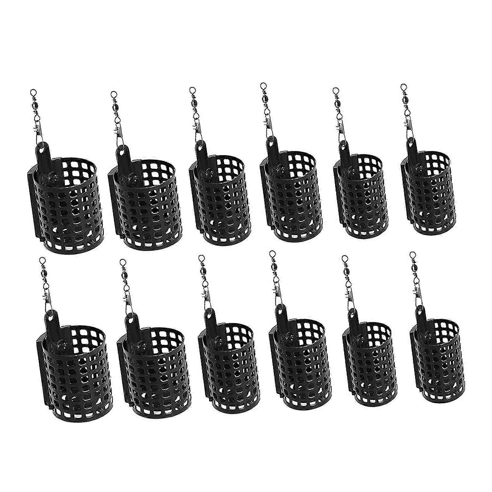12 Pieces Fishing Cage Feeder Tools Baits Container for Crayfish Crawdad Eel